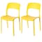 Fabulaxe Modern Plastic Outdoor Dining Chair with Open Curved Back, Yellow, PK 2 QI004227.YL.2 - alternate 1